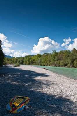 Ufer der Isar im Sommer